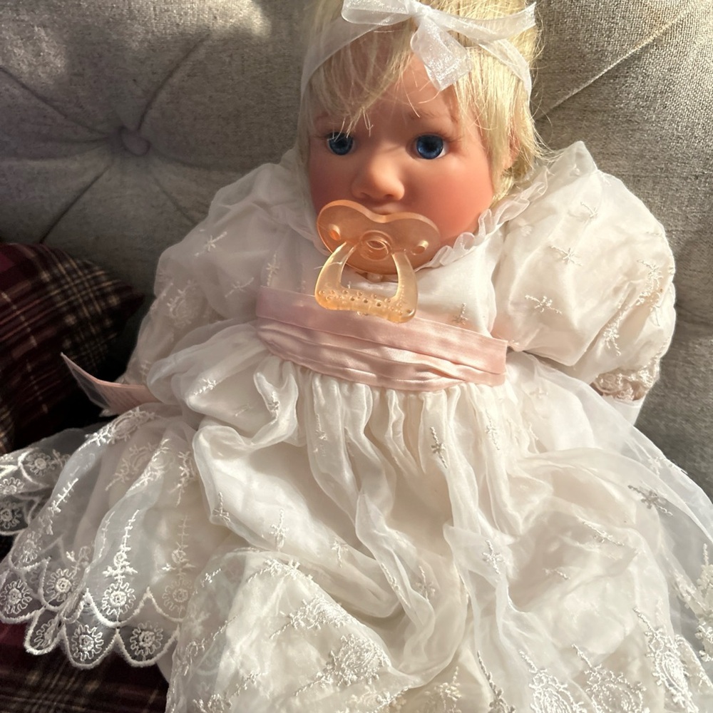 Elegant White Baby Doll with Pacifier